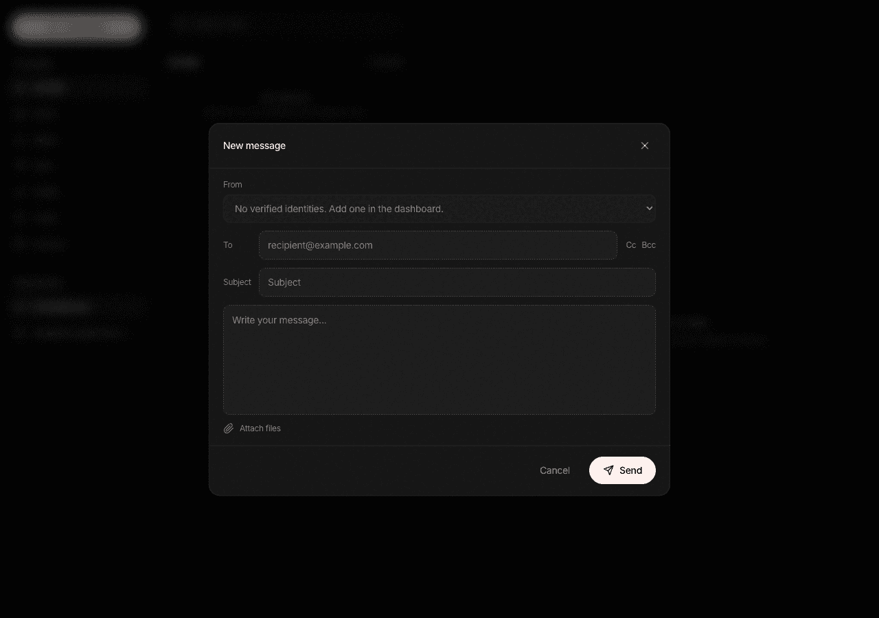 Composer open with a new message ready to send